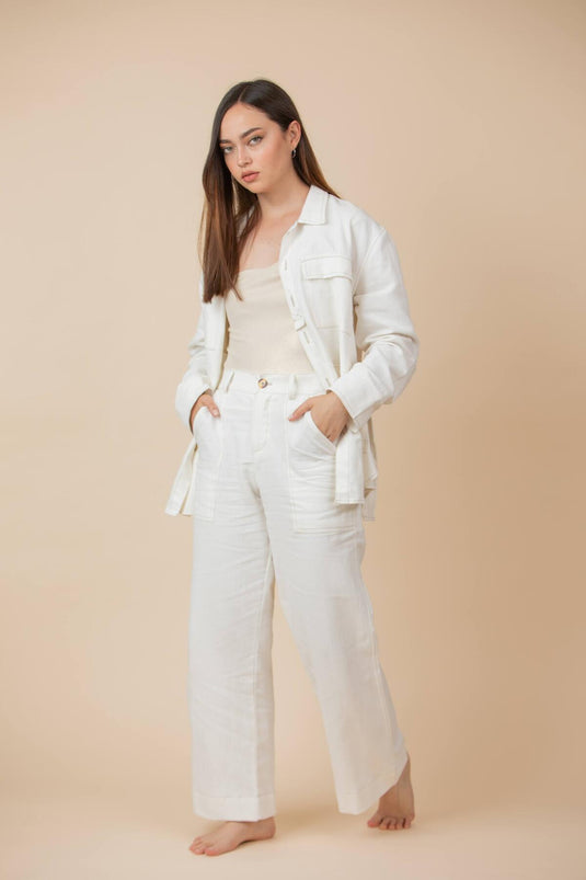 Cotton Linen Pant Ivory