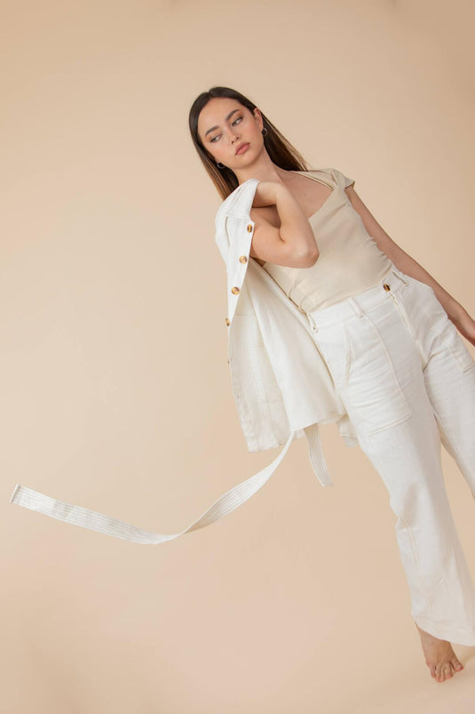Cotton Linen Pant Ivory