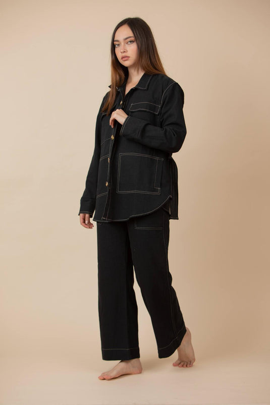 Chaqueta Bolsillos Negra