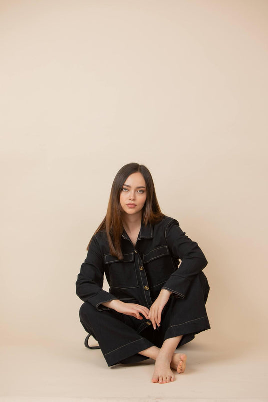 Chaqueta Bolsillos Negra