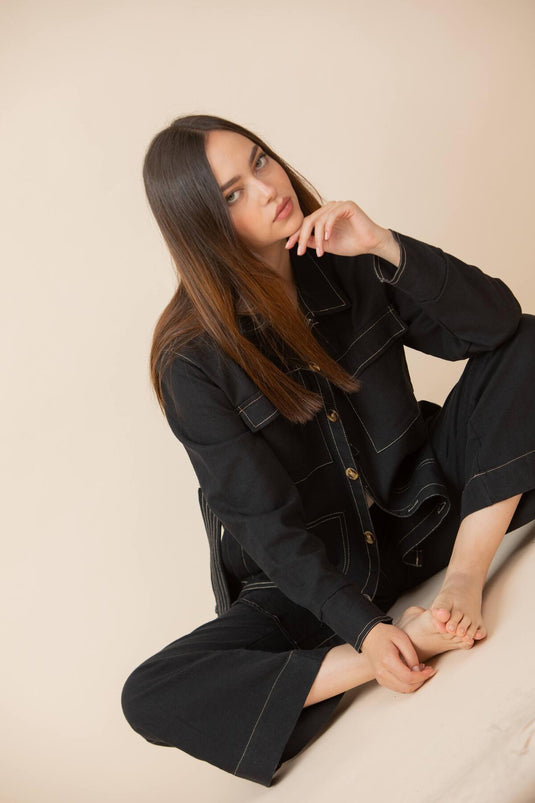 Chaqueta Bolsillos Negra