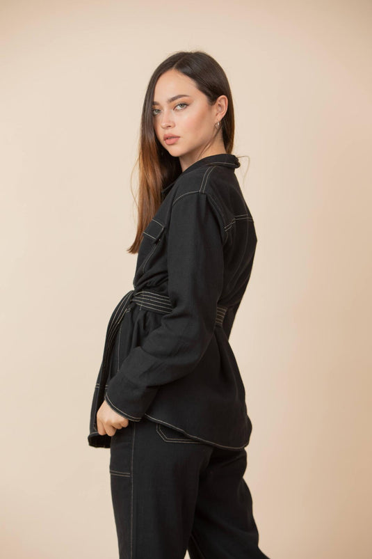 Chaqueta Bolsillos Negra