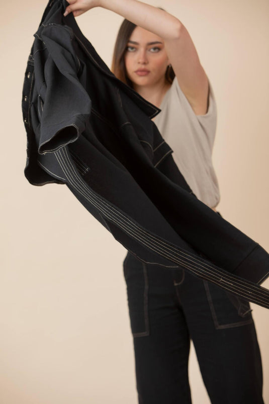 Chaqueta Bolsillos Negra