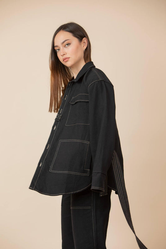 Chaqueta Bolsillos Negra