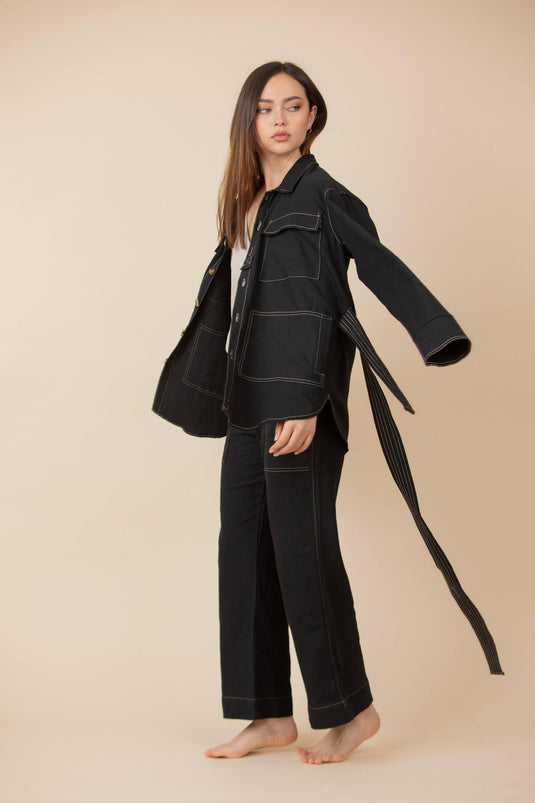 Chaqueta Bolsillos Negra