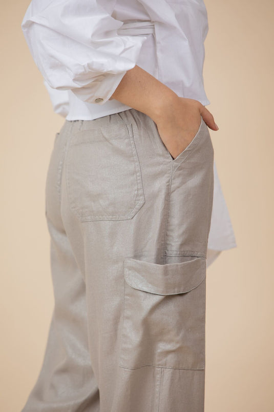 Pantalón Cargo Lino Silver