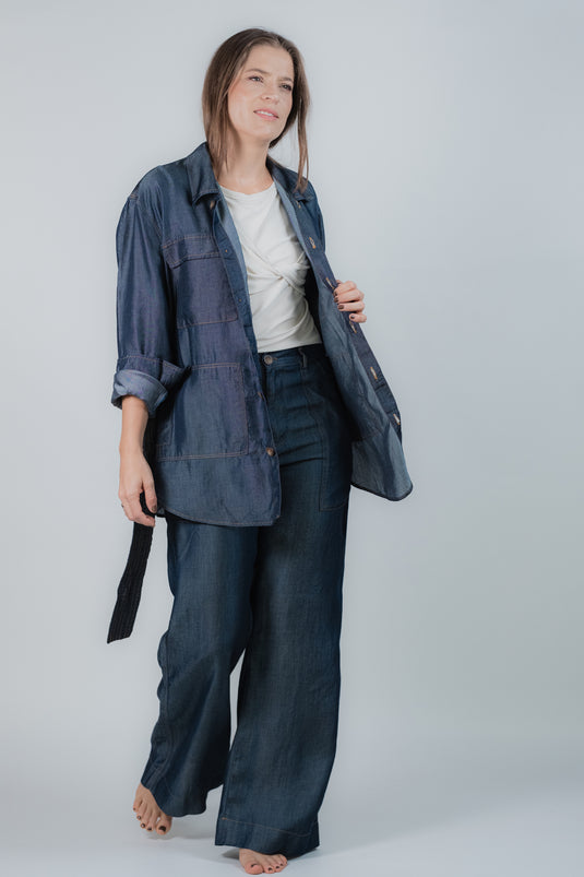 Chaqueta Indigo Bolsillos Satinada