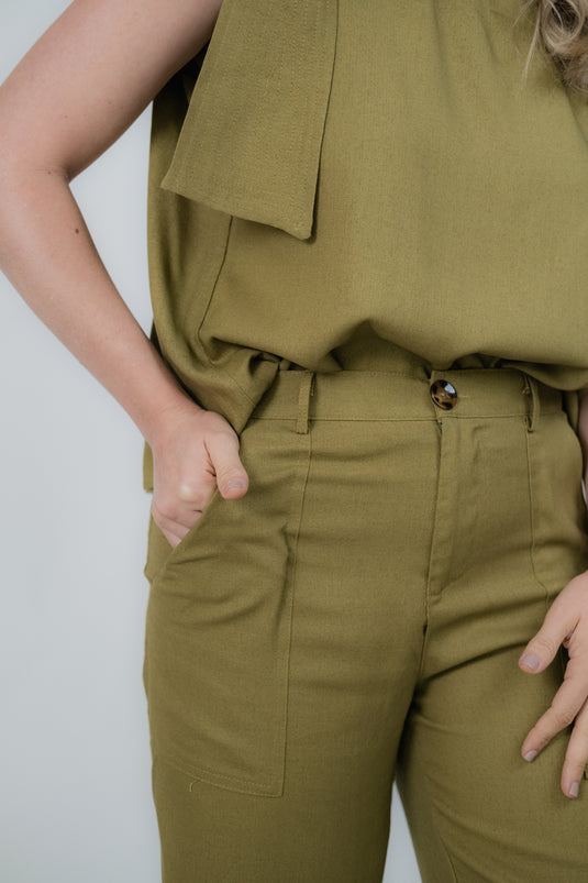 Pantalón Recto Aceituna