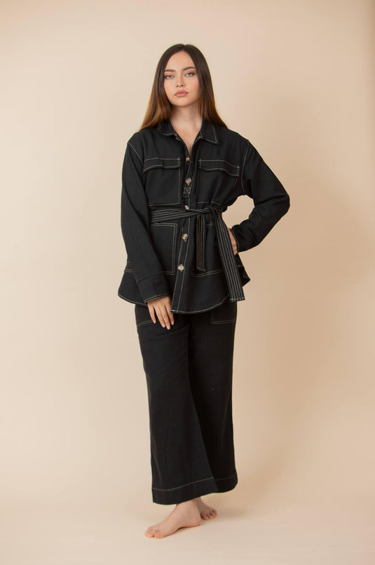 Set Cotton Linen Black