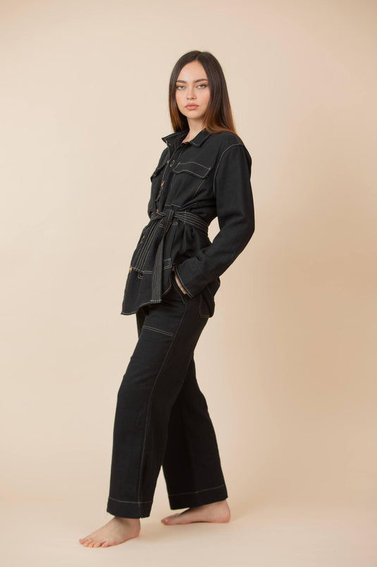 Set Cotton Linen Black