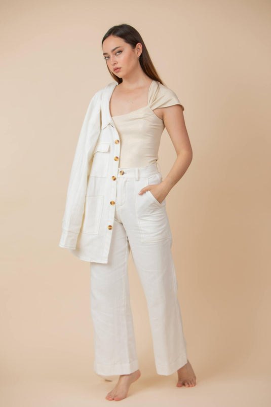 Cotton Linen Pant Ivory