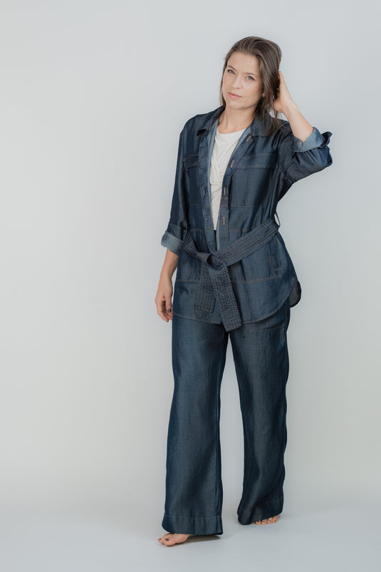 Chaqueta Indigo Bolsillos Satinada