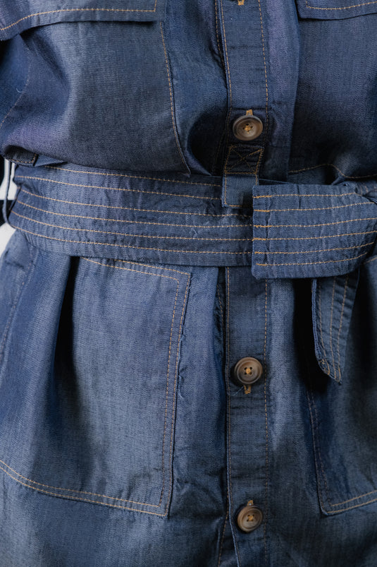 Chaqueta Indigo Bolsillos Satinada