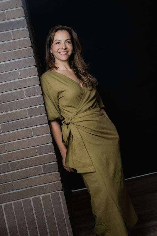 Bata Wrap Lino Aceituna